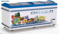 Expositor Ilha Skin Condenser Dupla Ação - Congelados ou Resfriados Curvo Reto Deslizante - Colarinho em ABS